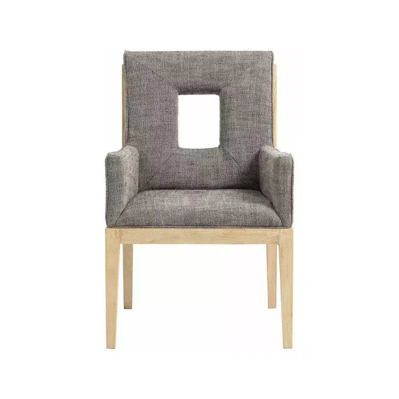 Meridian Furniture, Chaise de salle à manger avec accoudoirs en tissu texturé lin Gwendolyn