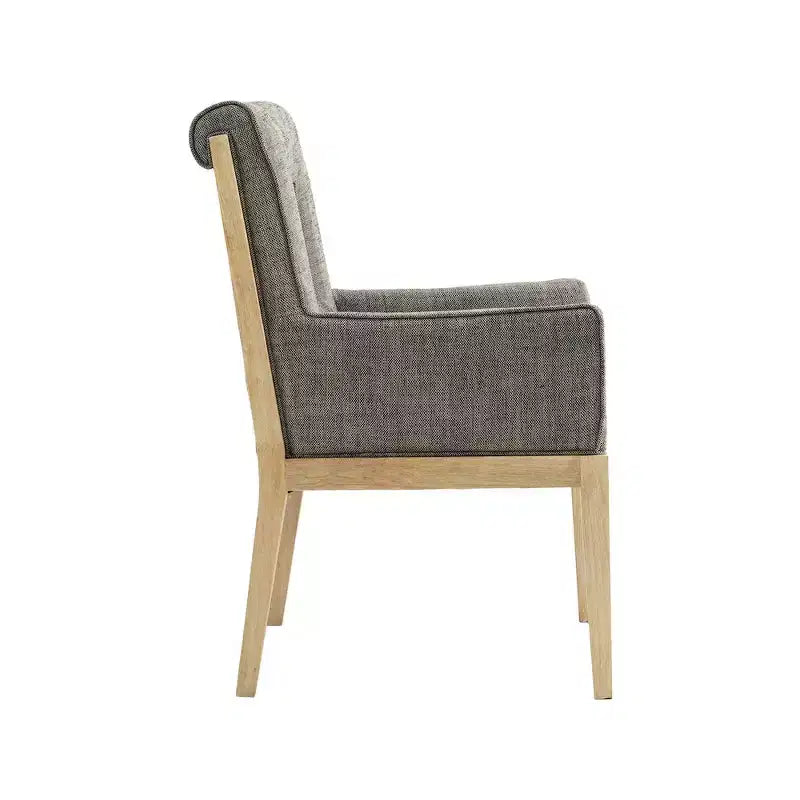 Meridian Furniture, Chaise de salle à manger avec accoudoirs en tissu texturé lin Gwendolyn