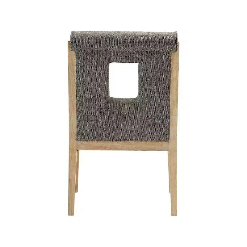 Meridian Furniture, Chaise de salle à manger avec accoudoirs en tissu texturé lin Gwendolyn