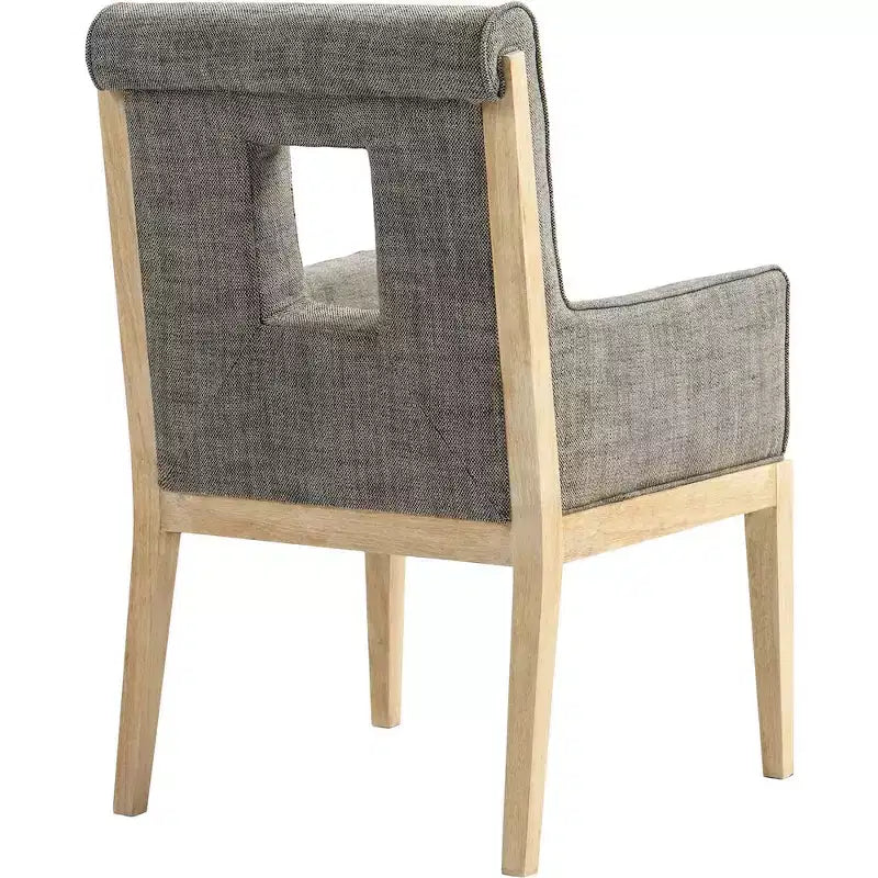 Meridian Furniture, Chaise de salle à manger avec accoudoirs en tissu texturé lin Gwendolyn