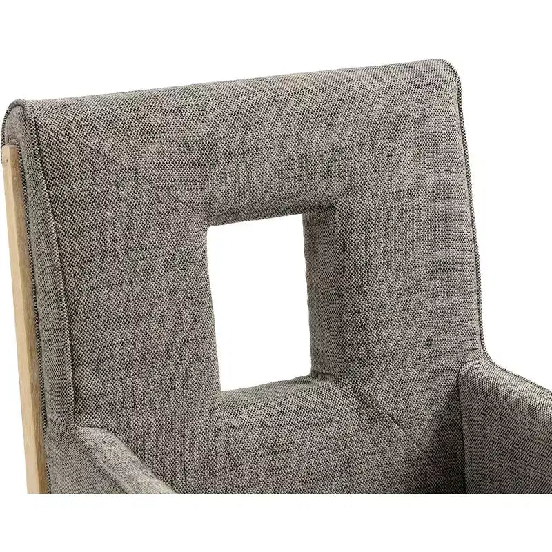 Meridian Furniture, Chaise de salle à manger avec accoudoirs en tissu texturé lin Gwendolyn