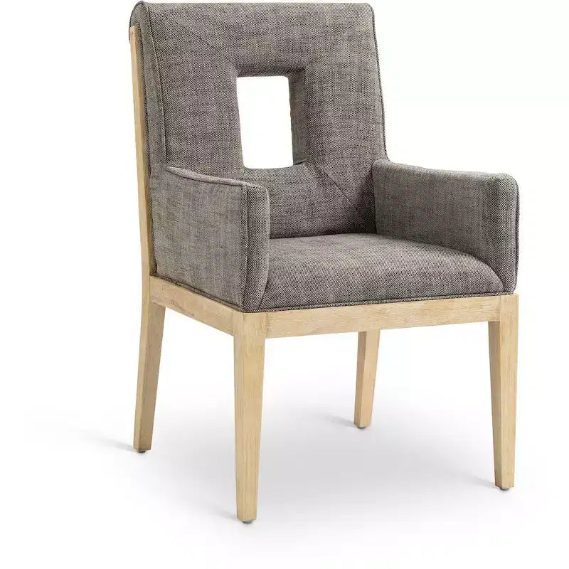 Meridian Furniture,Gwendolyn Linen Textured Fabric Dining Arm Chair