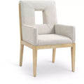 Meridian Furniture,Gwendolyn Cream Linen Textured Fabric Dining Arm Chair