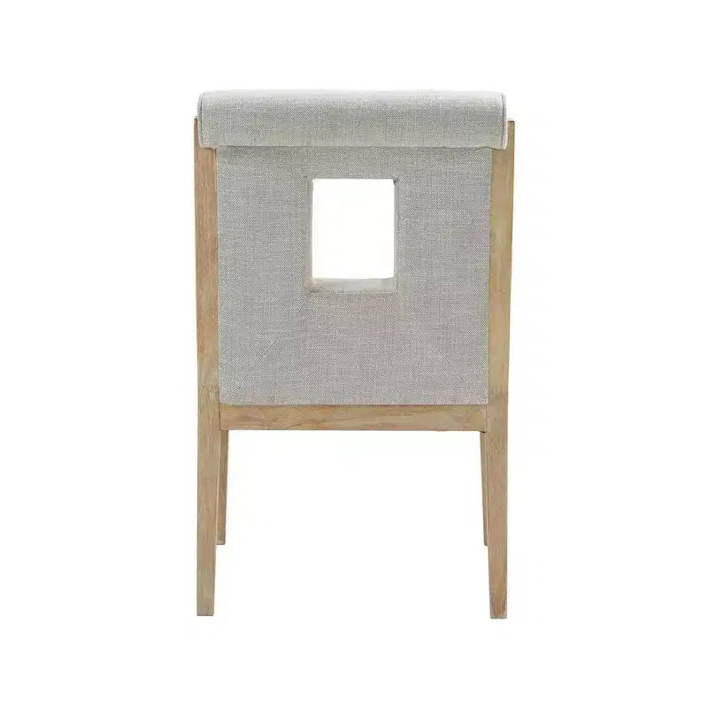Meridian Furniture, Chaise de salle à manger avec accoudoirs en tissu texturé lin crème Gwendolyn