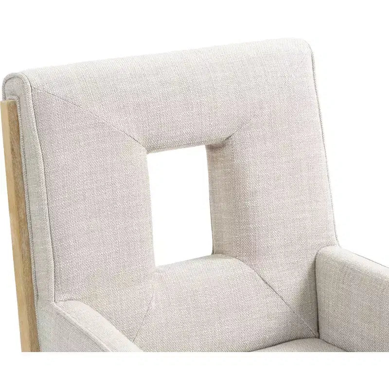 Meridian Furniture, Chaise de salle à manger avec accoudoirs en tissu texturé lin crème Gwendolyn