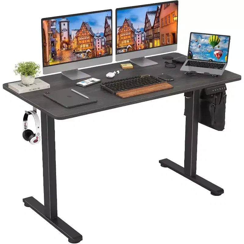 PexFix 48 x 24 Electric Standing Desk Black Desktop Height Adjustable Computer Desk Stand up Home Office Desk with Splice Board