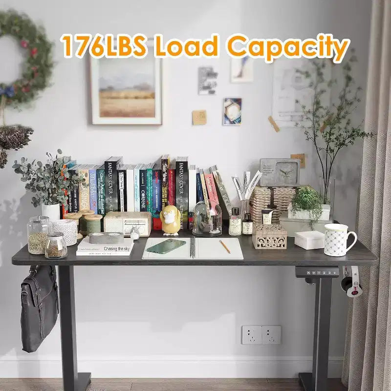 PexFix 48 x 24 Electric Standing Desk Black Desktop Height Adjustable Computer Desk Stand up Home Office Desk with Splice Board