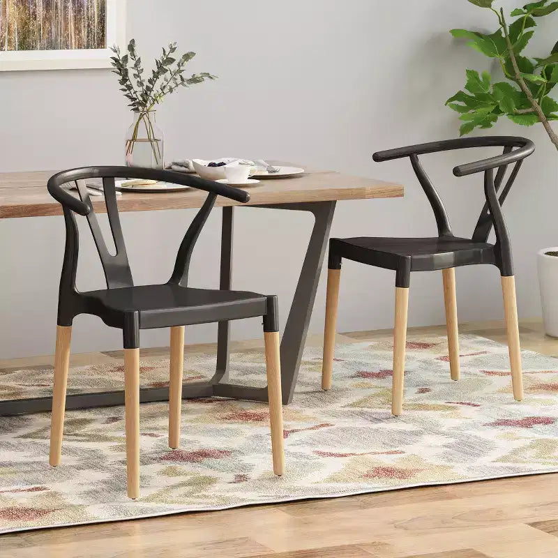 Okak Lot de 2 chaises de salle à manger modernes, chaises de salle à manger en tissu, chaises d'appoint de cuisine rembourrées avec dossier incurvé et cadre en métal
