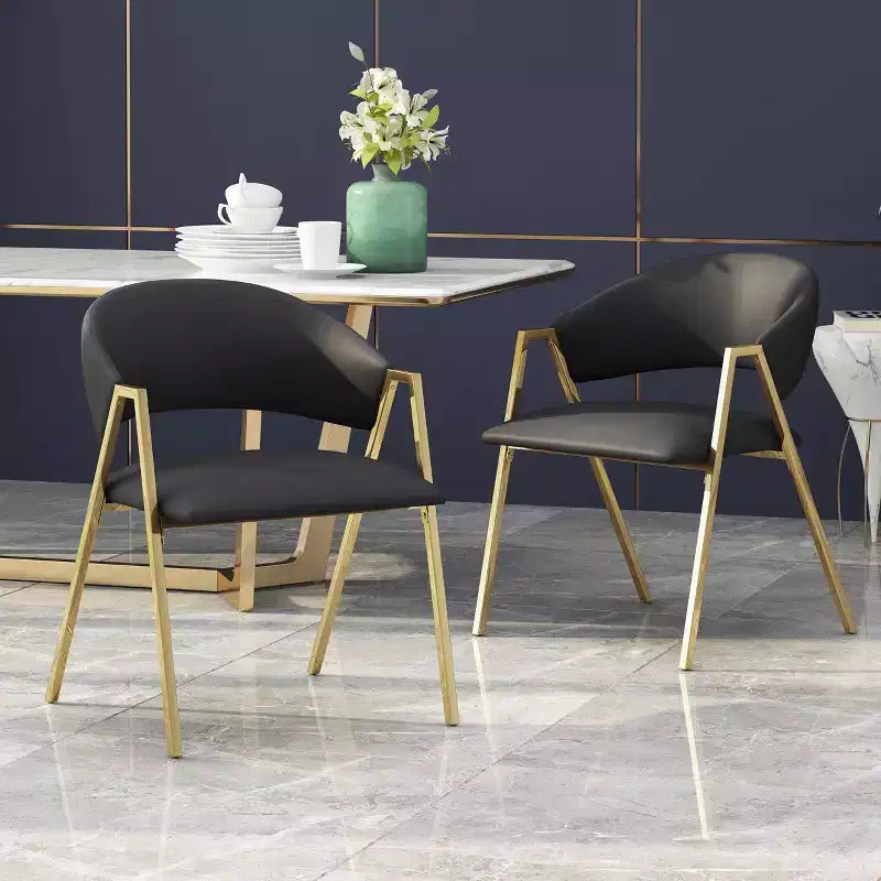 Okak Lot de 2 chaises de salle à manger modernes, chaises de salle à manger en tissu, chaises d'appoint de cuisine rembourrées avec dossier incurvé et cadre en métal