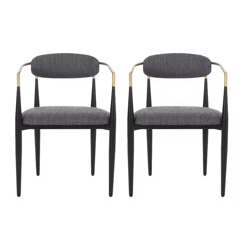 Okak Lot de 2 chaises de salle à manger modernes, chaises de salle à manger en tissu, chaises d'appoint de cuisine rembourrées avec dossier incurvé et cadre en métal