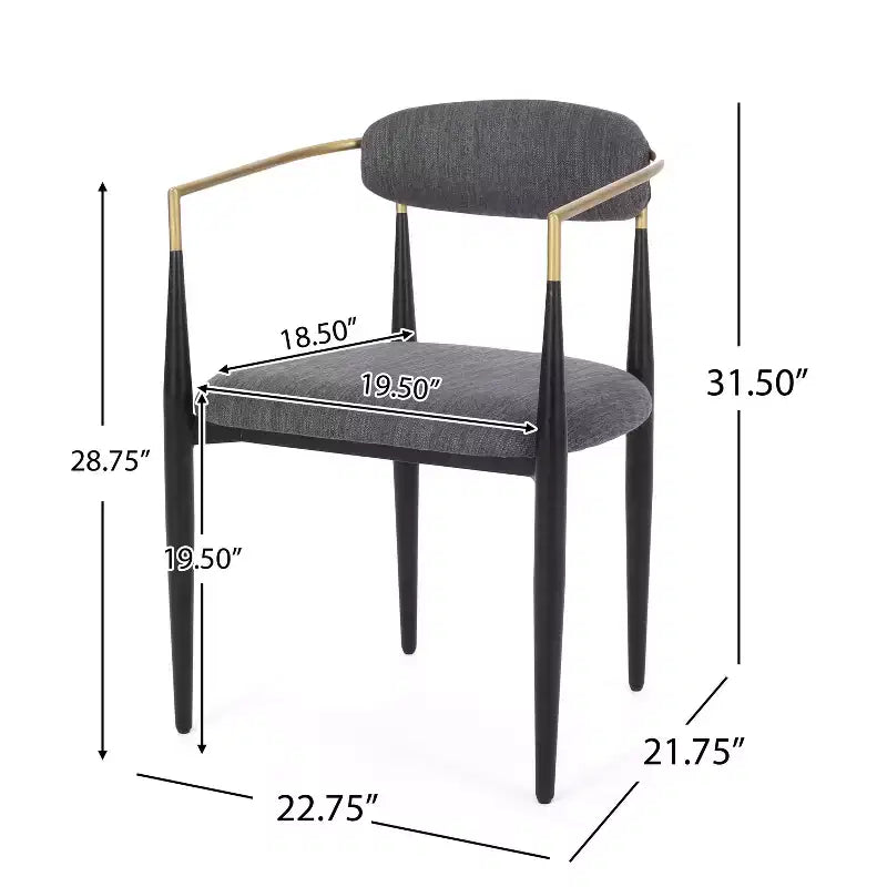 Okak Lot de 2 chaises de salle à manger modernes, chaises de salle à manger en tissu, chaises d'appoint de cuisine rembourrées avec dossier incurvé et cadre en métal
