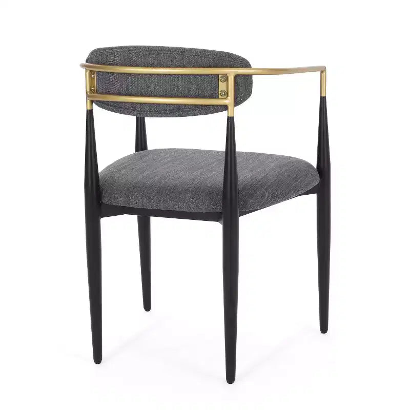 Okak Lot de 2 chaises de salle à manger modernes, chaises de salle à manger en tissu, chaises d'appoint de cuisine rembourrées avec dossier incurvé et cadre en métal