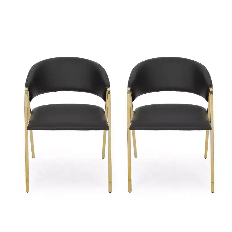 Okak Lot de 2 chaises de salle à manger modernes, chaises de salle à manger en tissu, chaises d'appoint de cuisine rembourrées avec dossier incurvé et cadre en métal