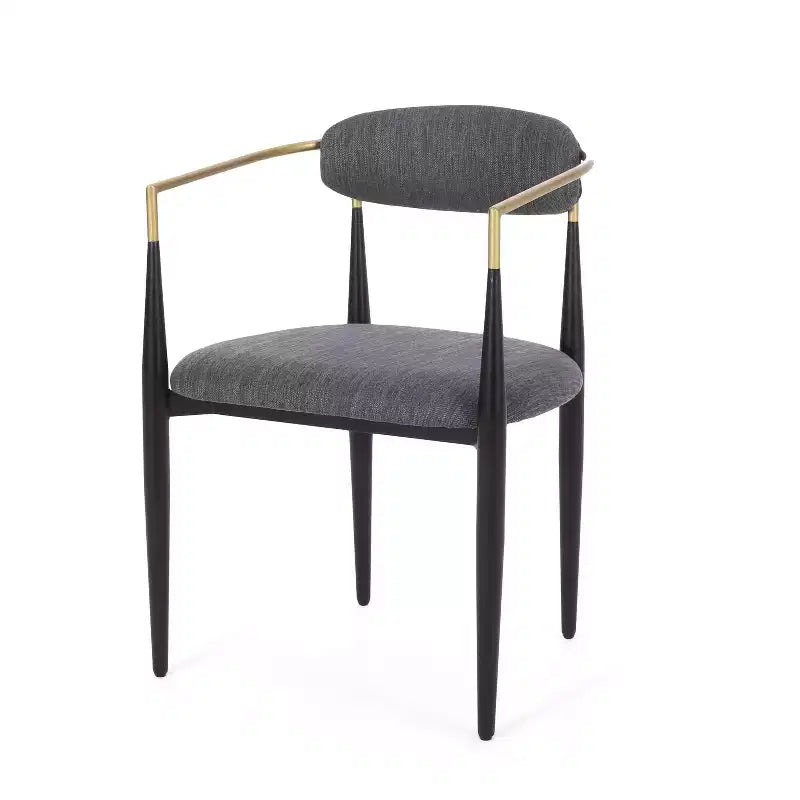 Okak Lot de 2 chaises de salle à manger modernes, chaises de salle à manger en tissu, chaises d'appoint de cuisine rembourrées avec dossier incurvé et cadre en métal