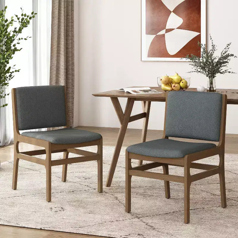 Okak Lot de 2 chaises de salle à manger modernes, chaises de salle à manger en tissu, chaises d'appoint de cuisine rembourrées avec dossier incurvé et cadre en métal