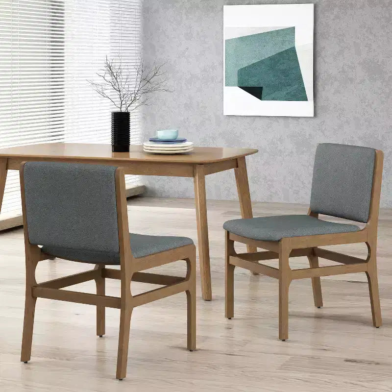 Okak Lot de 2 chaises de salle à manger modernes, chaises de salle à manger en tissu, chaises d'appoint de cuisine rembourrées avec dossier incurvé et cadre en métal