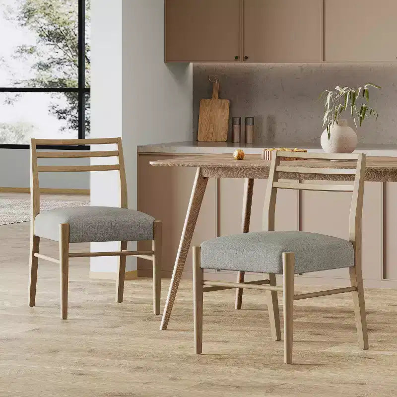 Okak Lot de 2 chaises de salle à manger modernes, chaises de salle à manger en tissu, chaises d'appoint de cuisine rembourrées avec dossier incurvé et cadre en métal