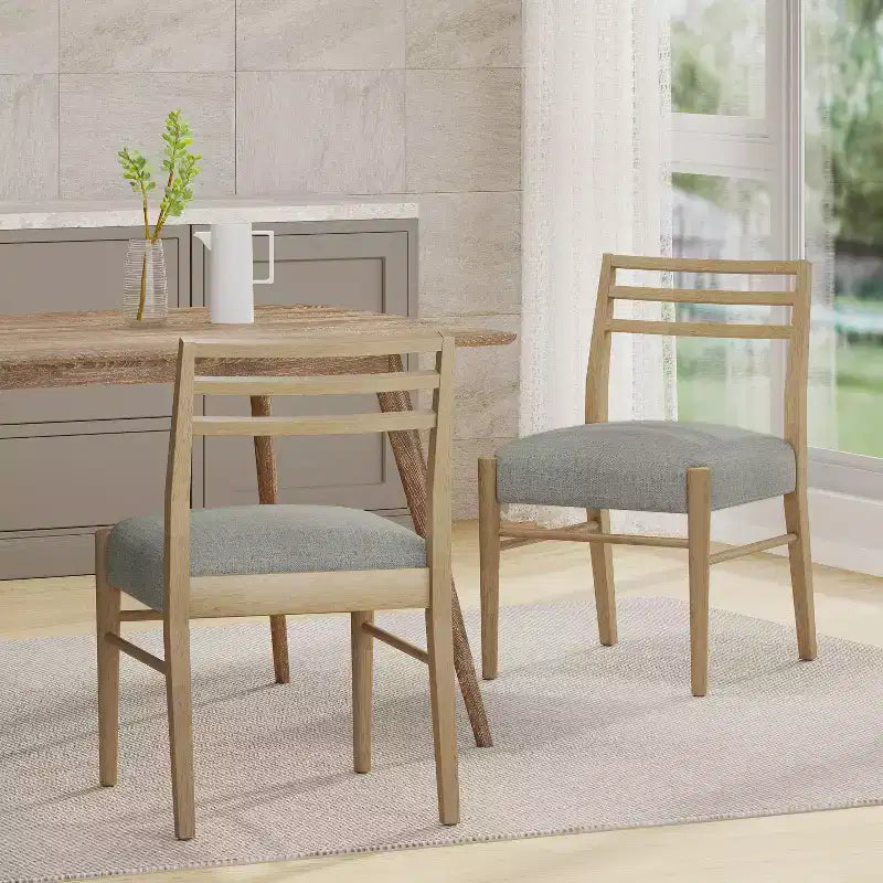 Okak Lot de 2 chaises de salle à manger modernes, chaises de salle à manger en tissu, chaises d'appoint de cuisine rembourrées avec dossier incurvé et cadre en métal