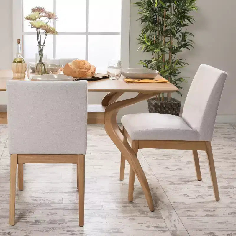 Okak Lot de 2 chaises de salle à manger modernes, chaises de salle à manger en tissu, chaises d'appoint de cuisine rembourrées avec dossier incurvé et cadre en métal