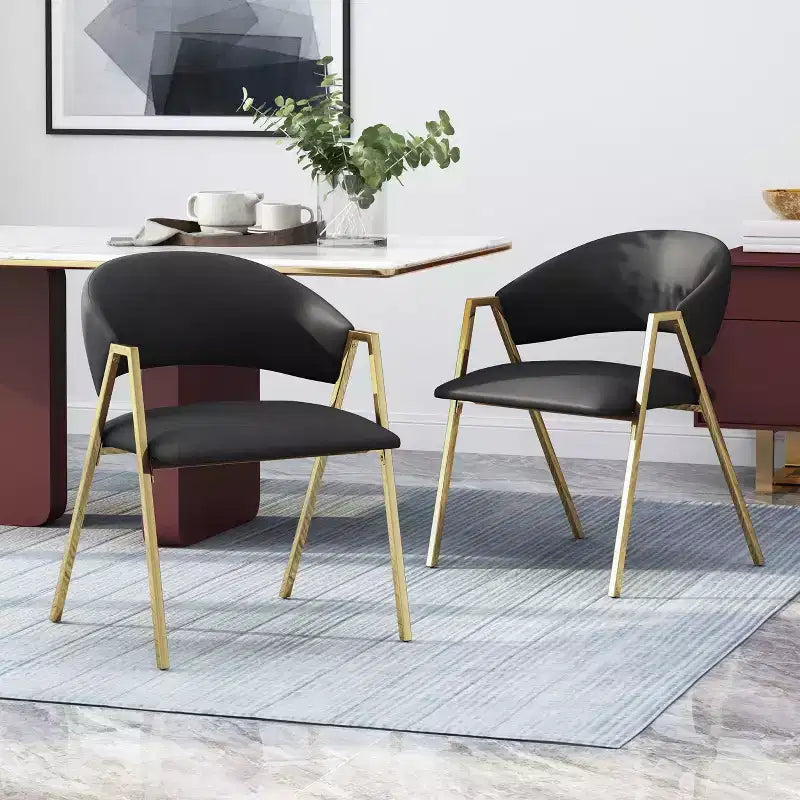 Okak Lot de 2 chaises de salle à manger modernes, chaises de salle à manger en tissu, chaises d'appoint de cuisine rembourrées avec dossier incurvé et cadre en métal