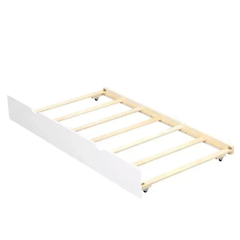 Lit de repos double en bois Whisen avec étagères de rangement et lit gigogne