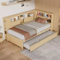 Whisen Twin Wood Daybed with Storage Shelves & Trundle