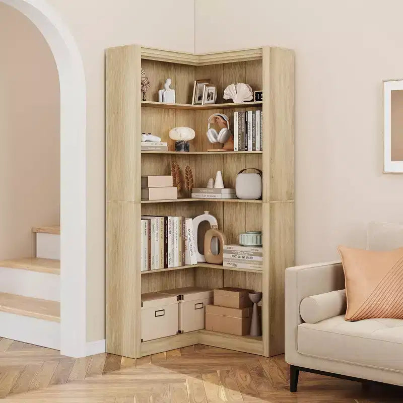 Bibliothèque haute GUSTOWAVE de 180 cm, étagère industrielle à 6 niveaux avec cadre métallique robuste, étagères de rangement de style ferme
