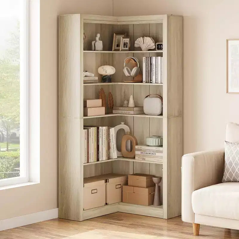 Bibliothèque haute GUSTOWAVE de 180 cm, étagère industrielle à 6 niveaux avec cadre métallique robuste, étagères de rangement de style ferme