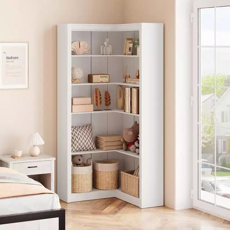Bibliothèque haute GUSTOWAVE de 180 cm, étagère industrielle à 6 niveaux avec cadre métallique robuste, étagères de rangement de style ferme