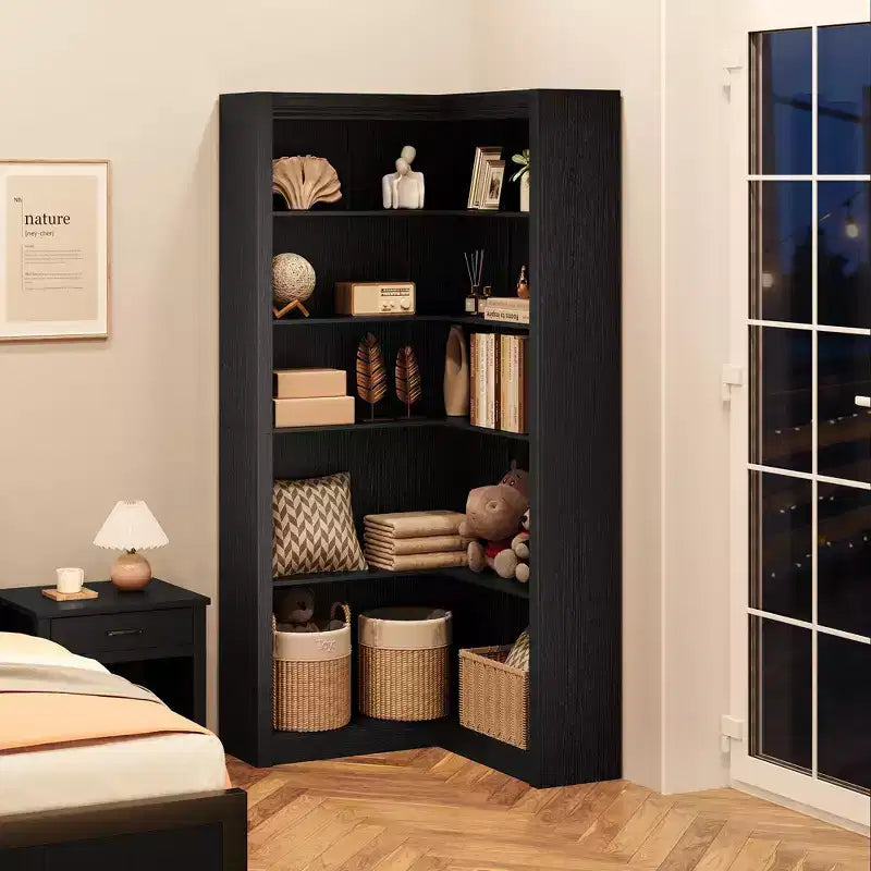 Bibliothèque haute GUSTOWAVE de 180 cm, étagère industrielle à 6 niveaux avec cadre métallique robuste, étagères de rangement de style ferme