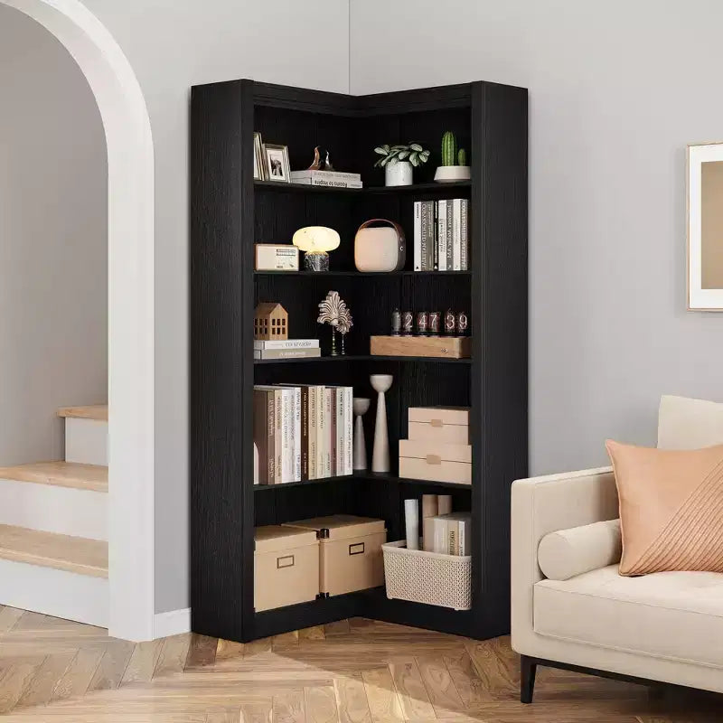 Bibliothèque haute GUSTOWAVE de 180 cm, étagère industrielle à 6 niveaux avec cadre métallique robuste, étagères de rangement de style ferme