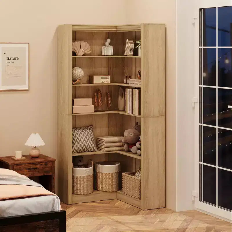 Bibliothèque haute GUSTOWAVE de 180 cm, étagère industrielle à 6 niveaux avec cadre métallique robuste, étagères de rangement de style ferme