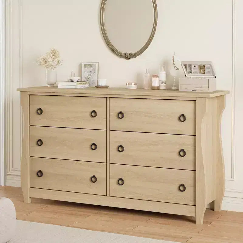 Garvee 6 Dresser for Bedroom, 47.2 Wide Drawer Dresser with Storage Chest, Freestanding Wooden Closet Storage Chest for Living Room