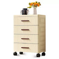 5 Tiers Plastic Drawer Storage On Wheels, Storage Chest of Drawers Tall Dresser, Pull Out Storage Bins for Bedroom Living Room Entryway Hallway