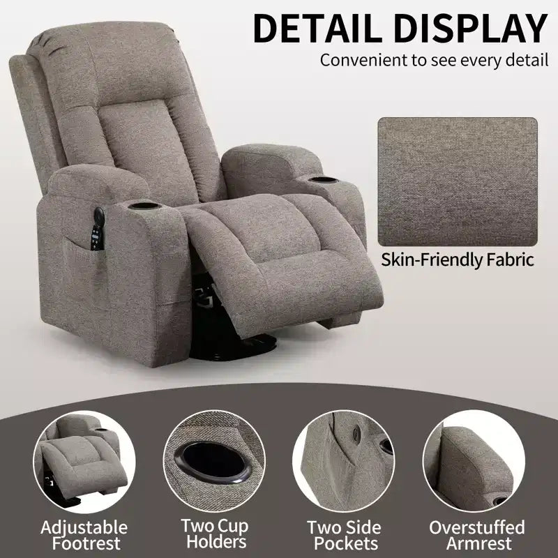 CLIHOME Up to 350 LBS Power Lift Recliner Chair, Heavy Duty Motion Mechanism with 8-Point Vibration Massage and Lumbar Heating