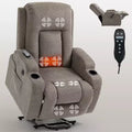 CLIHOME Up to 350 LBS Power Lift Recliner Chair, Heavy Duty Motion Mechanism with 8-Point Vibration Massage and Lumbar Heating