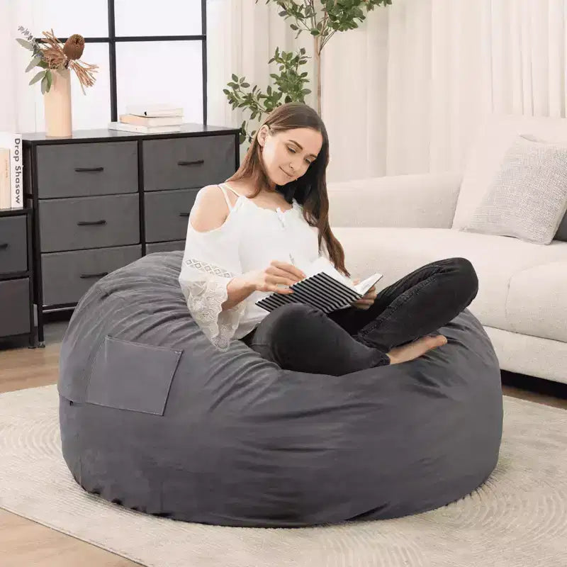 MAYEERTY Pouf géant 120cm rempli de mousse, Housse douce et amovible, Confortable pour adultes, enfants, salon, chambre, dortoir