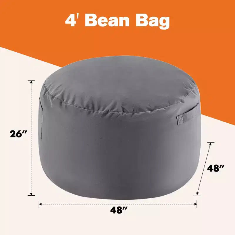 MAYEERTY Pouf géant 120cm rempli de mousse, Housse douce et amovible, Confortable pour adultes, enfants, salon, chambre, dortoir