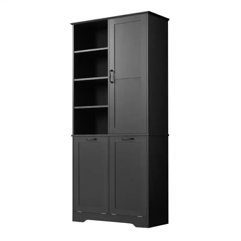 Freestanding Bathroom Storage Cabinet, Tilt-Out Laundry Hamper, Multiple Storage Space, Open Shelve, Adjustable Shelf