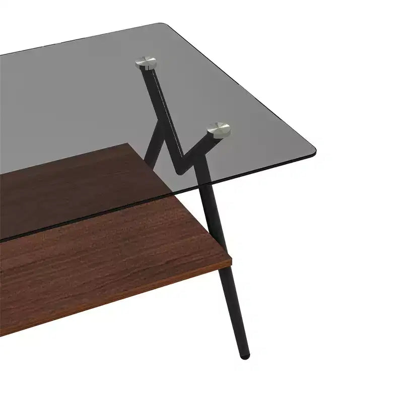 Glass Coffee Table, Modern Rectangle Tempered Glass Top Accent Center Table with Metal Legs, Easy Assembly, for Living Room Home Office