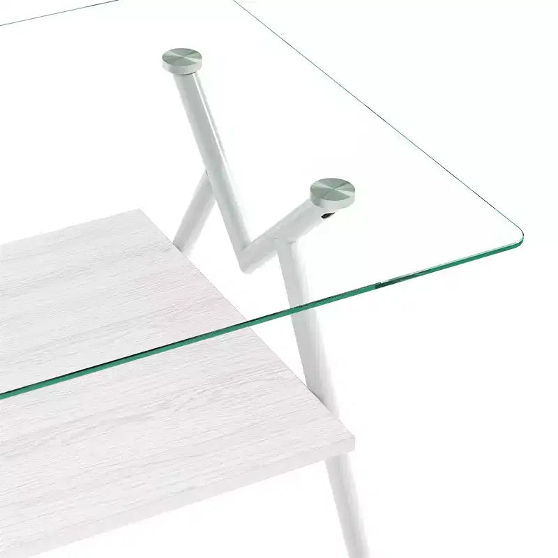 Glass Coffee Table, Modern Rectangle Tempered Glass Top Accent Center Table with Metal Legs, Easy Assembly, for Living Room Home Office