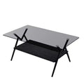Glass Coffee Table, Modern Rectangle Tempered Glass Top Accent Center Table with Metal Legs, Easy Assembly, for Living Room Home Office
