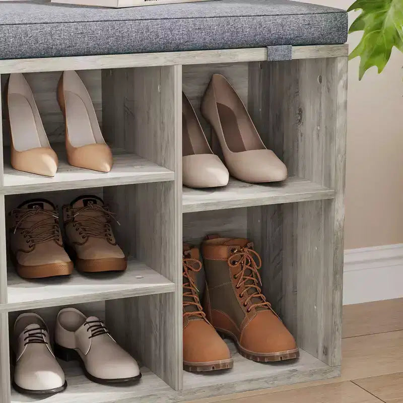 Banc de rangement pour chaussures avec coussin, meuble à chaussures avec 20 casiers, banc de rangement avec 3 étagères réglables pour salon et couloir