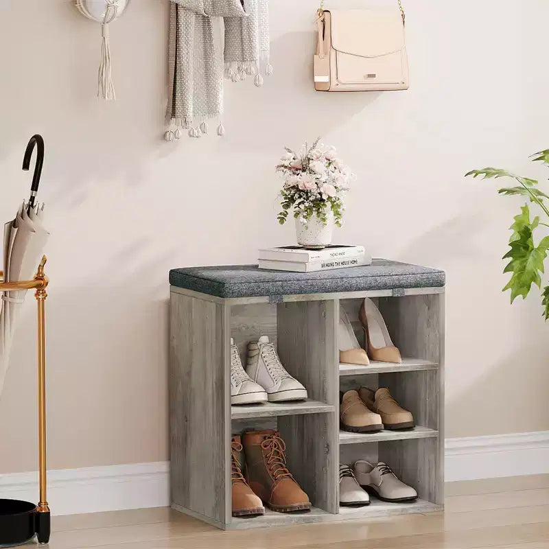 Banc de rangement pour chaussures avec coussin, meuble à chaussures avec 20 casiers, banc de rangement avec 3 étagères réglables pour salon et couloir