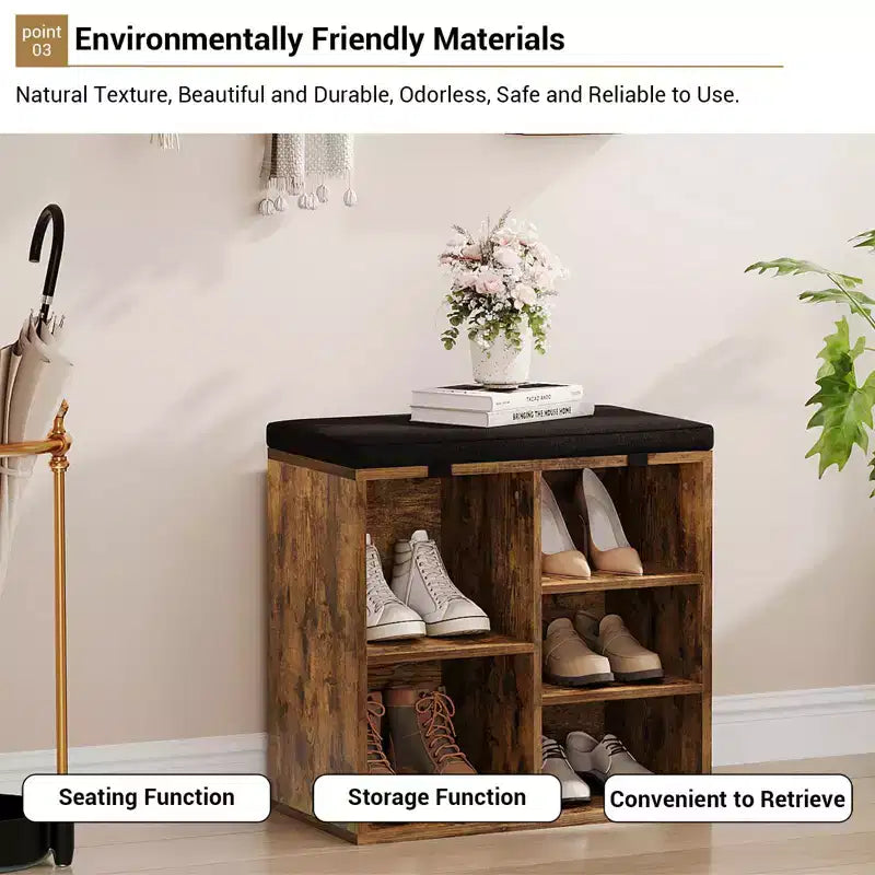 Banc de rangement pour chaussures avec coussin, meuble à chaussures avec 20 casiers, banc de rangement avec 3 étagères réglables pour salon et couloir