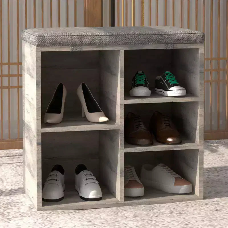 Banc de rangement pour chaussures avec coussin, meuble à chaussures avec 20 casiers, banc de rangement avec 3 étagères réglables pour salon et couloir