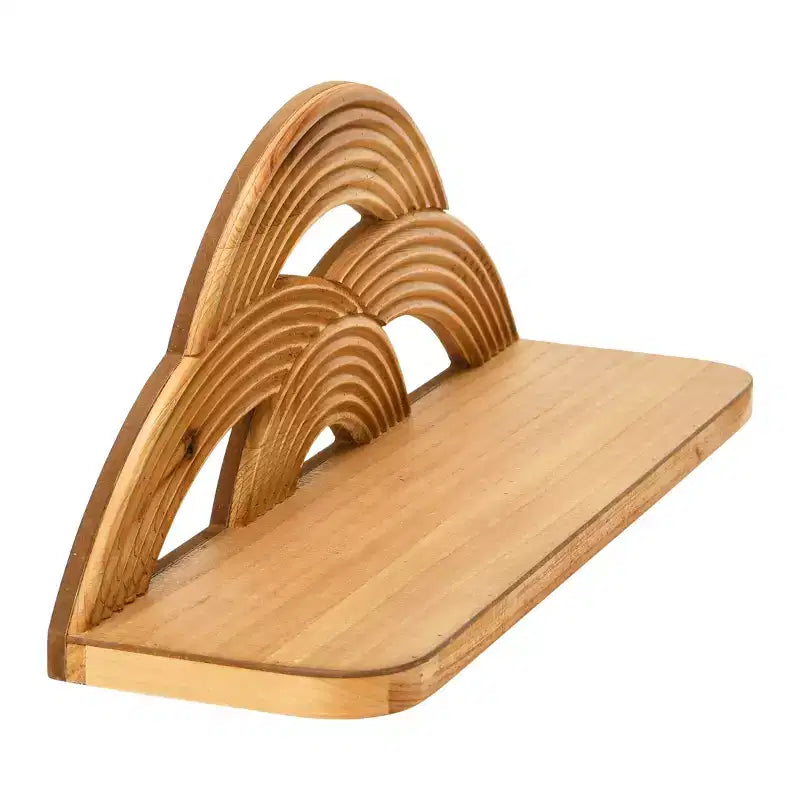 Storied Home MDF and Wood Wall Shelf with Arches, Natural