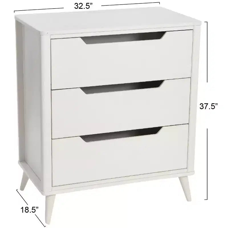 Commode en bois massif Yume Mid-Century Moderne à 3 tiroirs