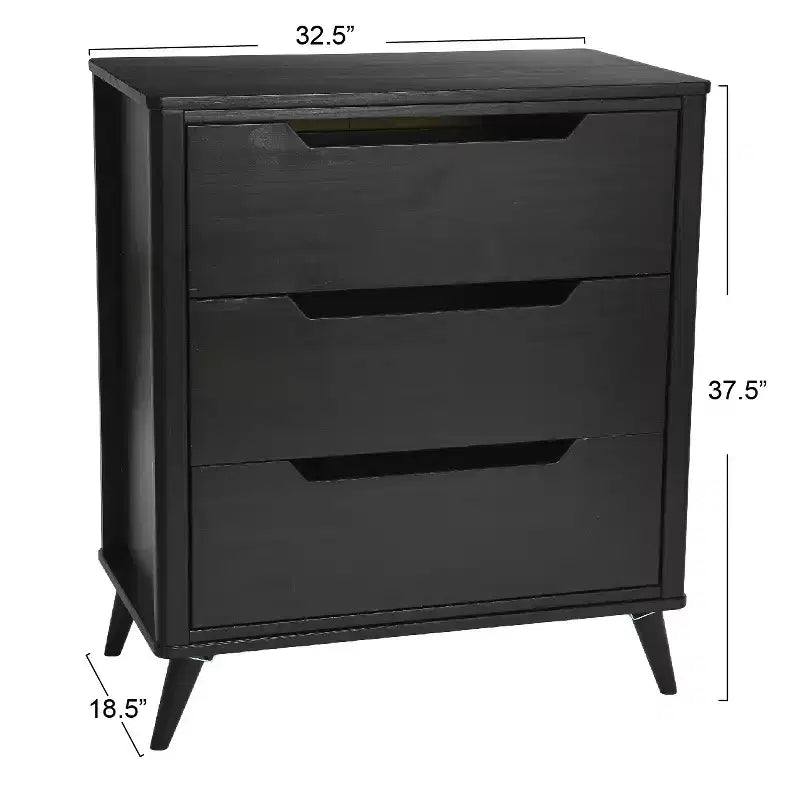 Commode en bois massif Yume Mid-Century Moderne à 3 tiroirs
