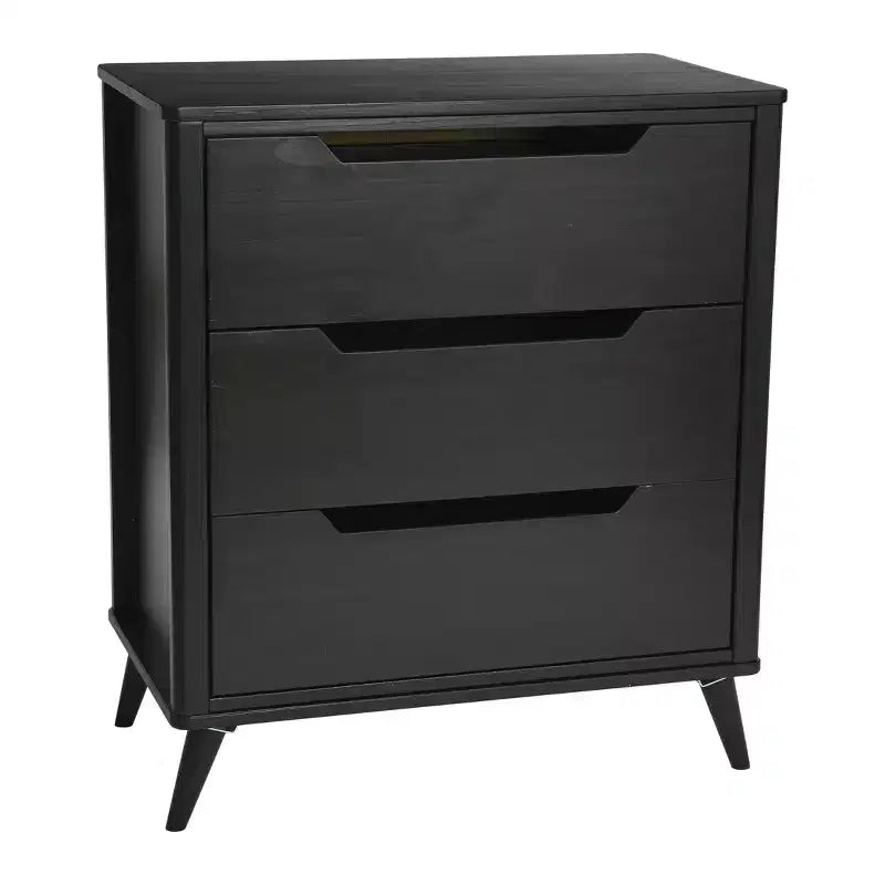 Commode en bois massif Yume Mid-Century Moderne à 3 tiroirs